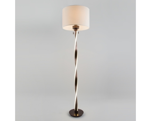 Напольный светодиодный светильник с тканевым абажуром 990 белый / коричневый