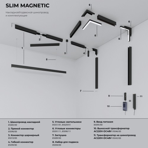 Slim Magnetic WL02 Трековый светильник 12W 4200K черный 85008/01 Slim Magnetic WL02 Трековый светильник 12W 4200K черный 85008/01