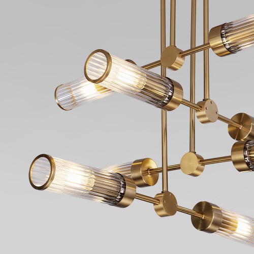 Умный потолочный светильник со стеклянными плафонами 60166/8 латунь