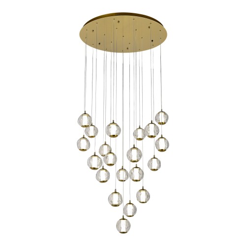 SL6520.303.20 Светильник подвесной ST-Luce латунь/прозрачный с пузырьками воздуха LED 1*100W 4000K HELMI